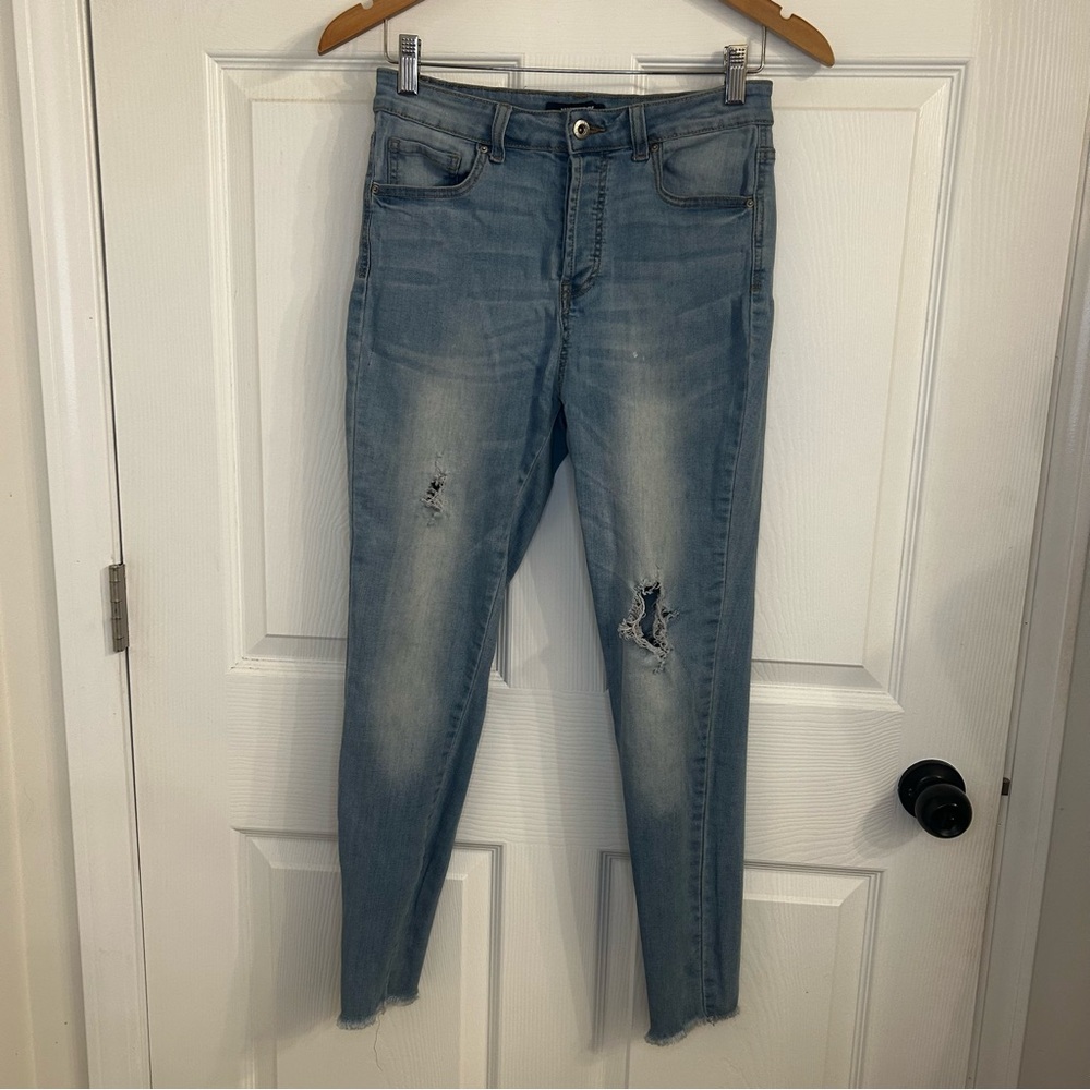 Wax Jean Light Blue Distressed Skinny Jeans
